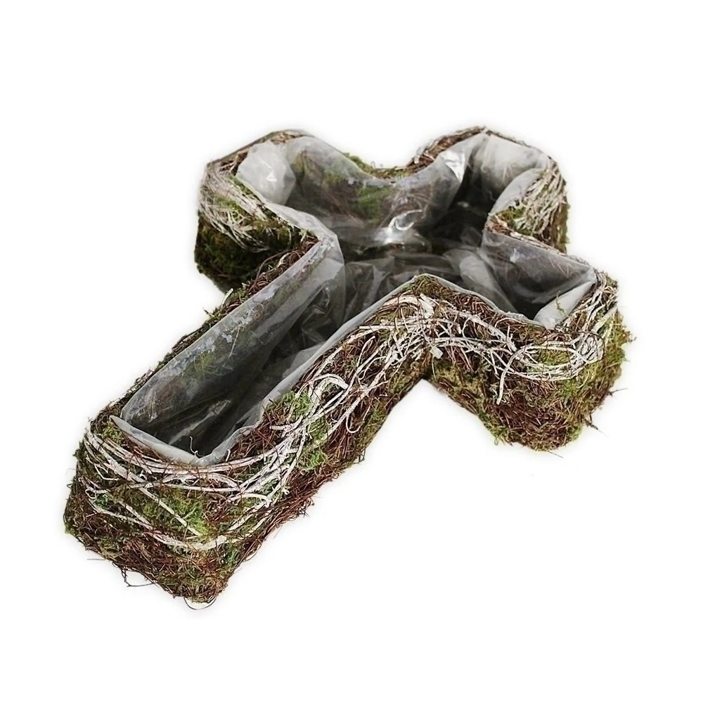 Kříž obal proutí/mech 35cm