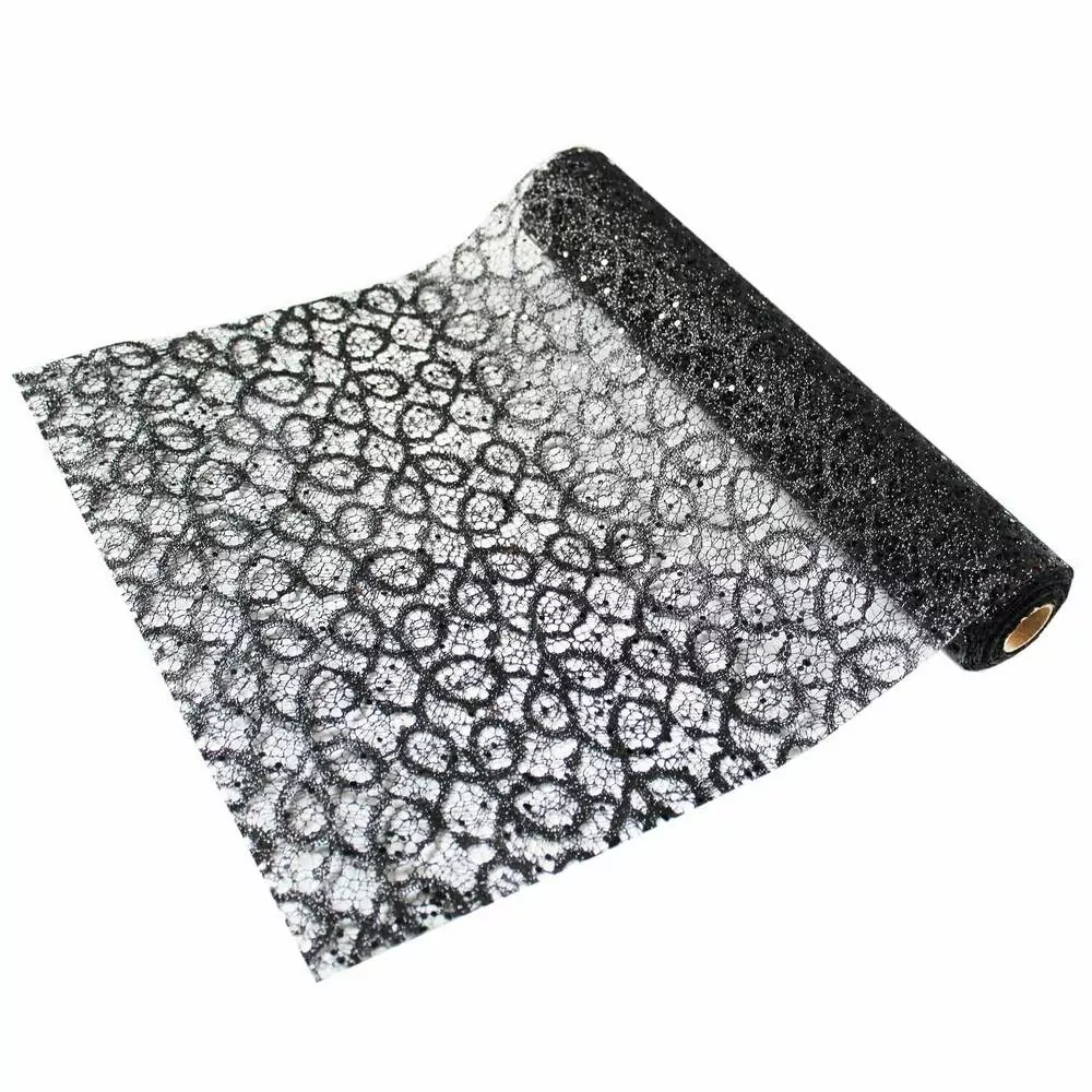 Krajka polyester š36cm/5m černá glitter