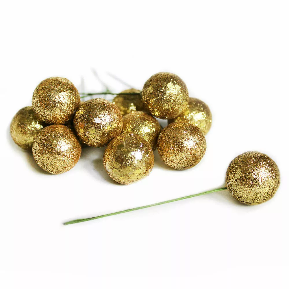 Koule zápich pvc/drát 12ks/pr.2/8cm zlatá