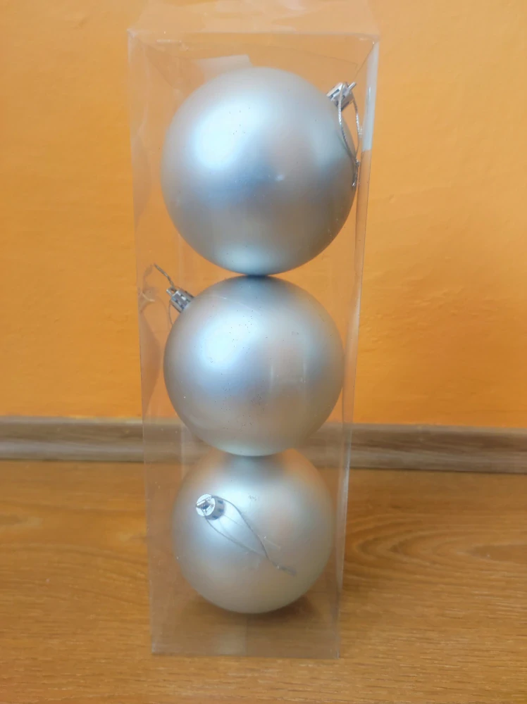 Baňky pvc 3ks/10cm stříbrné matné