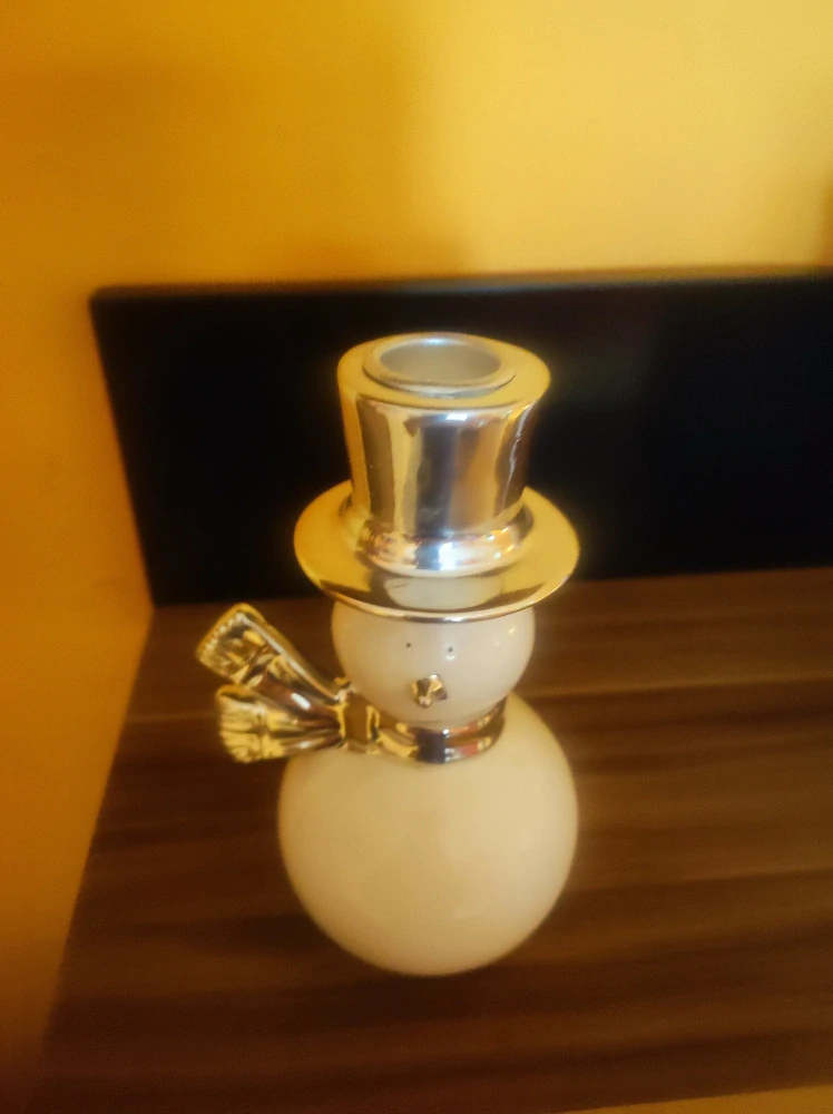 Sněhulák porcelán svícen 16,3cm bílý