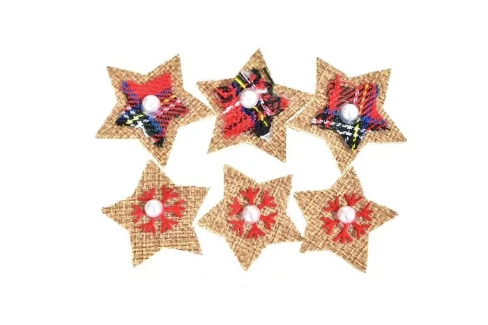 Vánoční dekorace srdce, hvězda, stromeček, sada 6 ks