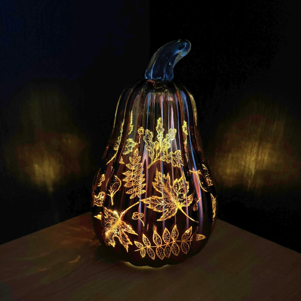 Dýně sklo LED pr.16V26cm oranžová