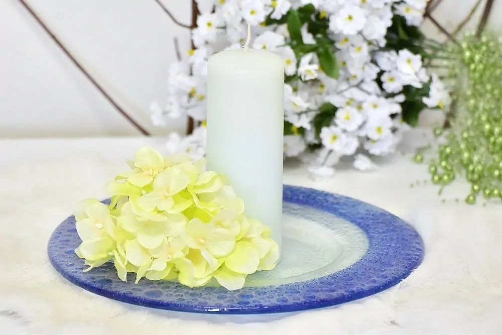 Skleněný svícen kulatý 28 cm