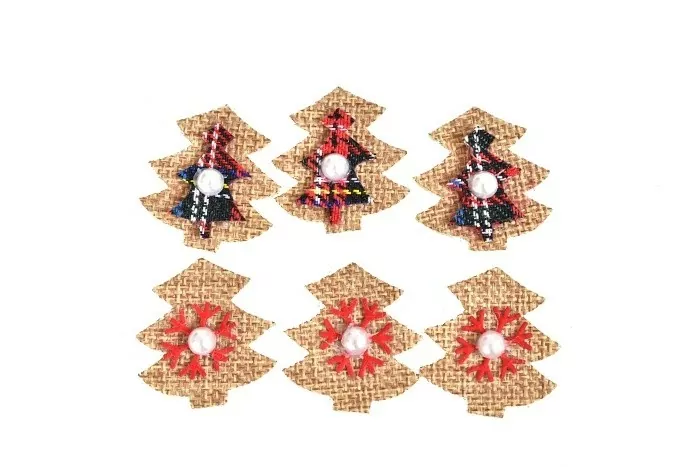 Vánoční dekorace srdce, hvězda, stromeček, sada 6 ks