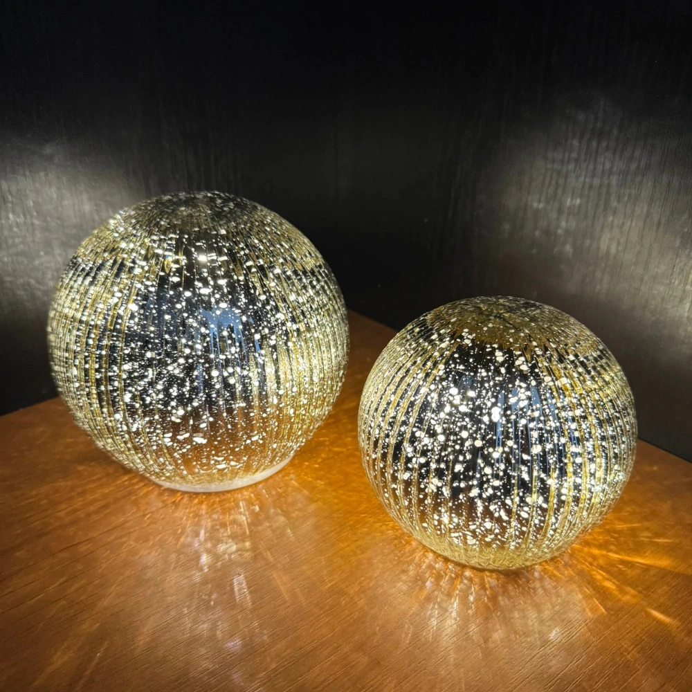 Koule dekorace sklo LED pr.12cm zlatá
