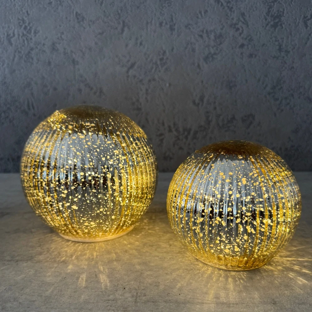 Koule dekorace sklo LED pr.15cm zlatá