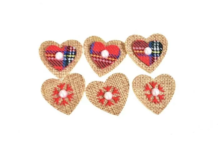 Vánoční dekorace srdce, hvězda, stromeček, sada 6 ks