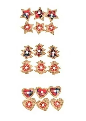 Vánoční dekorace srdce, hvězda, stromeček, sada 6 ks