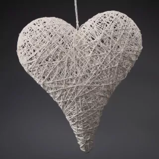 Srdce papír.provázek 25x26cm bílá