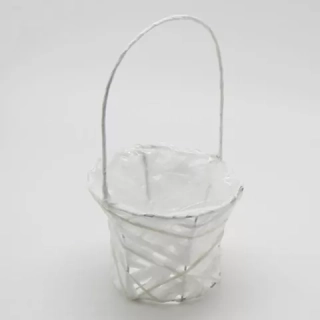 Košík svatební kov/papír pr.15V15/30cm bílá