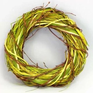 Věnec réva pr.26cm natural/žlutá/zelená