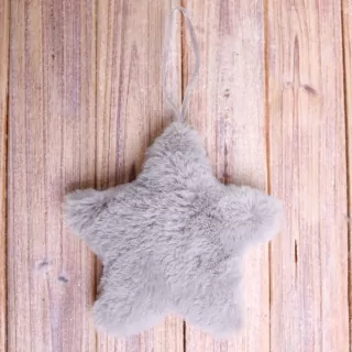 Hvězda textil závěs 12cm šedá