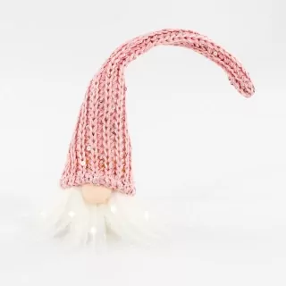 Skřítek textil LED světlo 25cm bílá/růžová