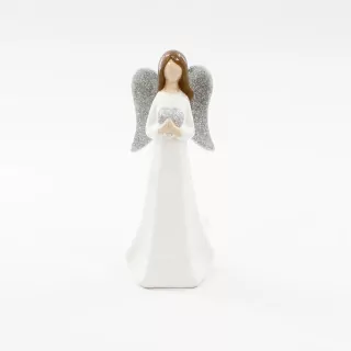 Anděl porcelán 17,5cm bílá