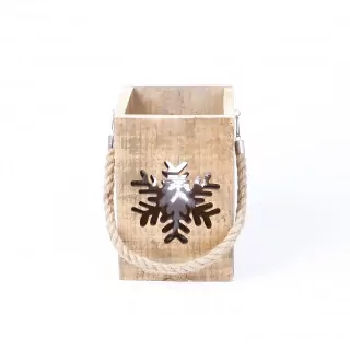 Lucerna vánoční dřevo/sklo 16cm