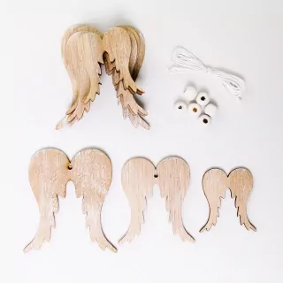 Sada křídla DIY dřevo 12ks 8cm natural