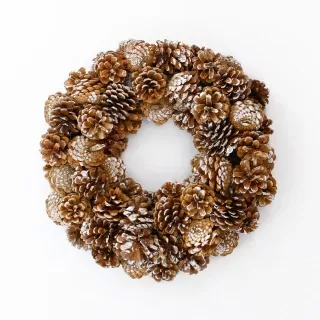 Věnec šišky vánoční pr.28cm natural/bílá