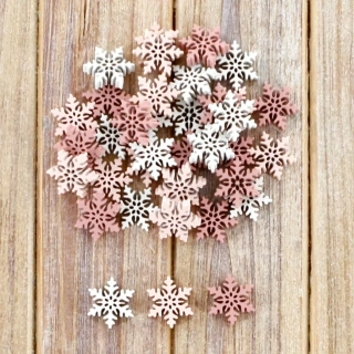 Vločky přízdoba dřevo 24ks 1,8cm bílá/růžová