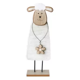 Beránek dřevo/textil 43cm natural