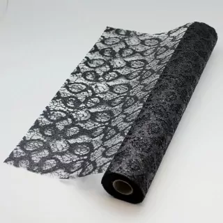 Krajka polyester š36cm/5m černá glitter