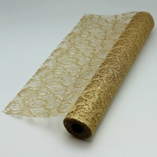 Krajka polyester š36cm/5m zlatá gliter