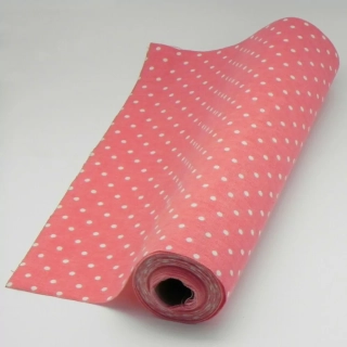 Látka s puntíky 36cm x 5m jahodová/bílá