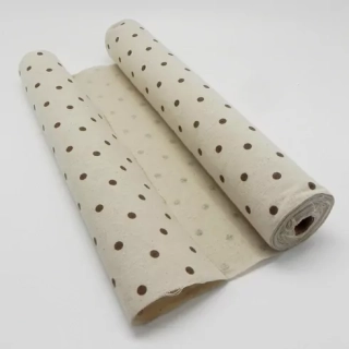Látka s puntíky 36cm x 5m natural/hnědá