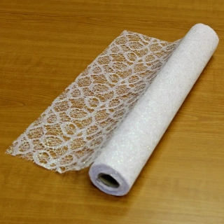 Krajka polyester š36cm/5m bílá glitter