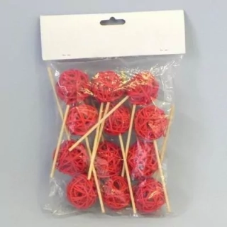 Koule ratan zápich 12ks/4cm červená