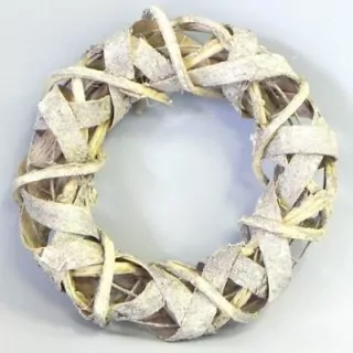 Věnec větvičky/kov pr.25cm bílá s glitry