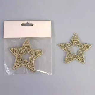 Hvězdičky kov/textil 3ks/10cm zlatá