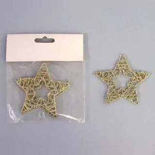 Hvězdičky kov/textil 3ks/7,5cm zlatá