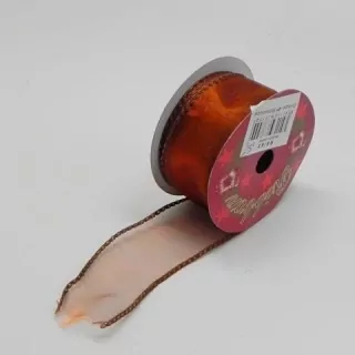 Stuha organza š4cm/9m metalická hnědá