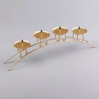 Adventní svícen kov 35cm mat šampáň