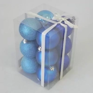 VÁNOCE KOULE S FLITRY 6CM BLUE