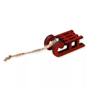 Sáňky závěs dřevo 4ks/5cm červená