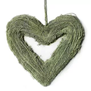 Srdce závěs proutí 46x42cm zelená