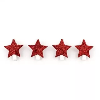 Hvězda kolíček dřevo 4ks/4cm červená