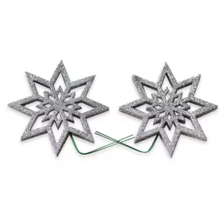 Hvězda pvc/drátek 2ks/8cm stříbrná