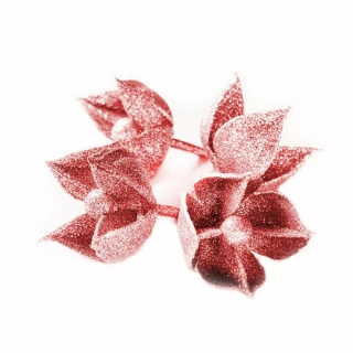 Květ přízdoba pvc 4ks/5cm červená