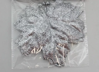 Listy zápich textil 3ks/8,5cm stříbrná