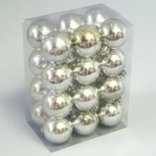 Koule vánoční plast 24ks/4cm stříbrná