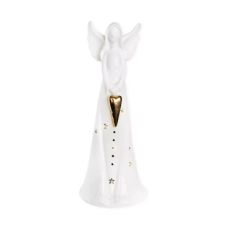 Anděl porcelán LED 30cm bílá