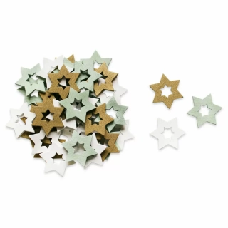 Hvězdy přízdoby dřevo 36ks/3cm mix mint