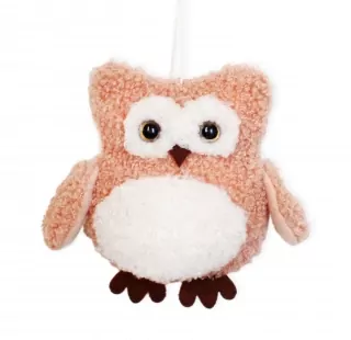 Sova textil závěs 10cm starorůžová
