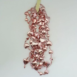 Srdíčka řetěz pvc 2cm/2,7m červené zlato