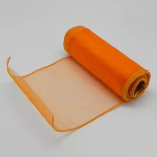 Organza obšitá š15cm/9m oranžová