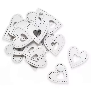 Srdce přízdoba dřevo 18ks/2cm bílá