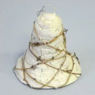 Zvon závěs ratan/pěna/kov pr.12,5cm bílá